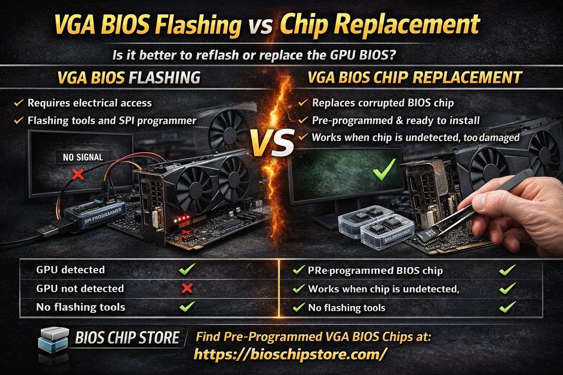 VGA BIOS flashing vs chip replacement GPU repair guide https://bioschipstore.com/