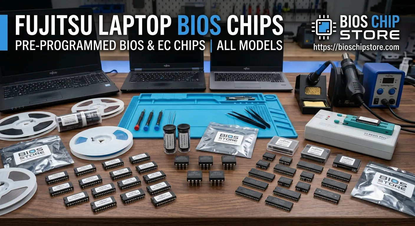 Fujitsu laptop pre-programmed BIOS chips for motherboard repair by BIOS CHIP STORE