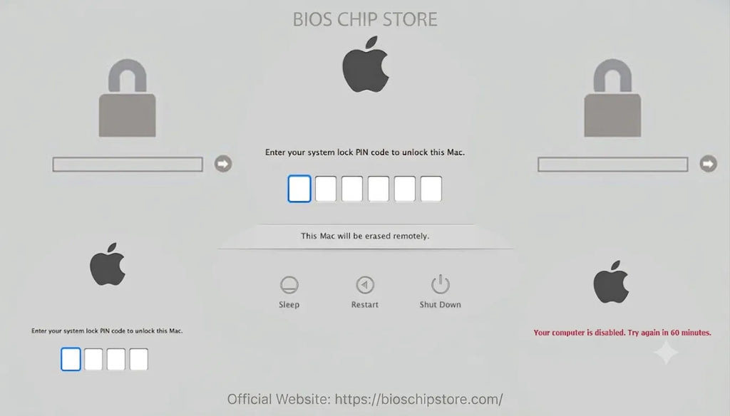 Apple Mac EFI password screen and system lock PIN code removal service by BIOS CHIP STORE.