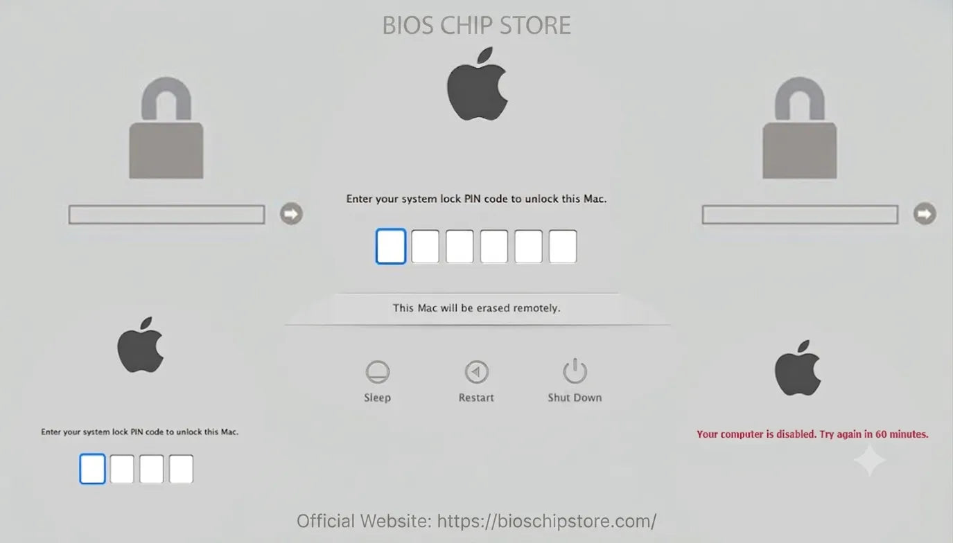 Apple Mac EFI password screen and system lock PIN code removal service by BIOS CHIP STORE.
